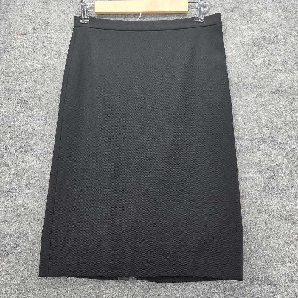 BCBGMAXAZRIA Skirt Womens 0 Black Midi Pencil Faux Leather Lace Up Back Career
